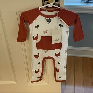 NWT Kyte BABY Chick Chicken Print Longall Pocket Romper Jumpsuit
